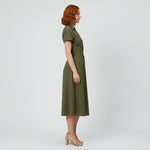 Sophie Wrap Midi Dress with V-Neck and Tie Waist