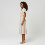 Sophie Wrap Midi Dress with V-Neck and Tie Waist