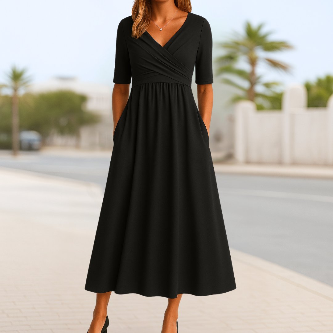 Katharina Short-Sleeve V-Neck Wrap Dress