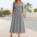 Katharina Short-Sleeve V-Neck Wrap Dress