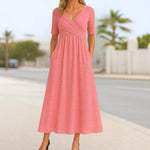 Katharina Short-Sleeve V-Neck Wrap Dress