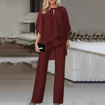 Mia Layered Chiffon Wide-Leg Pant Set