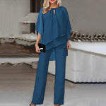 Mia Layered Chiffon Wide-Leg Pant Set
