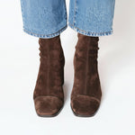 Charlotte Suede Block Heel Square-Toe Ankle Boots