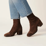 Charlotte Suede Block Heel Square-Toe Ankle Boots