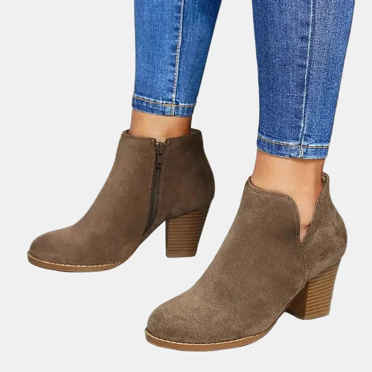 Emilia Suede Block Heel Ankle Boots