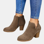 Emilia Suede Block Heel Ankle Boots