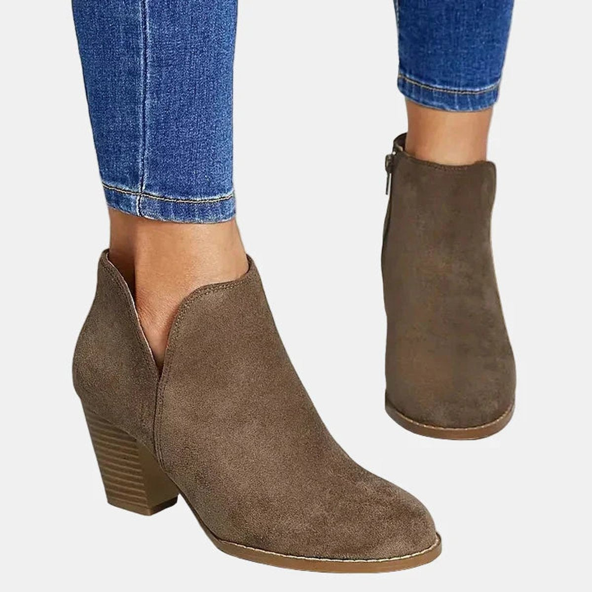 Emilia Suede Block Heel Ankle Boots