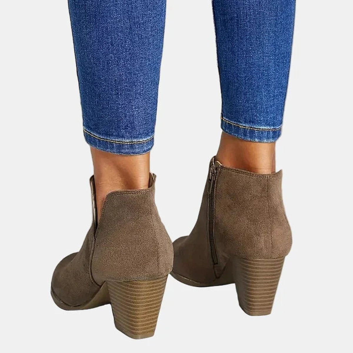 Emilia Suede Block Heel Ankle Boots