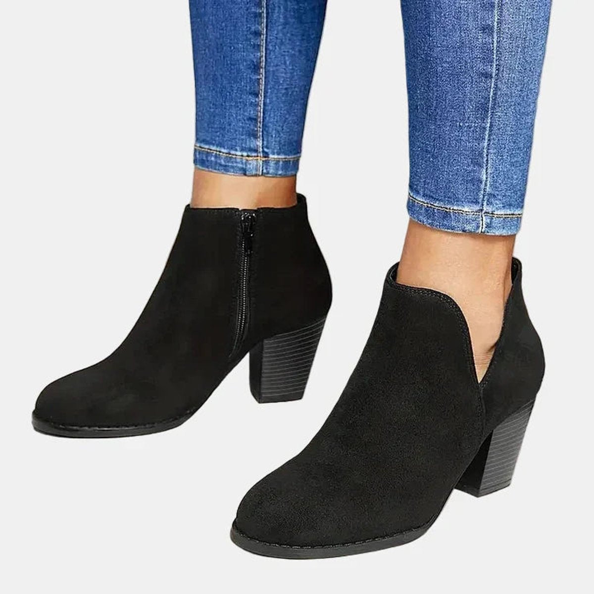 Emilia Suede Block Heel Ankle Boots
