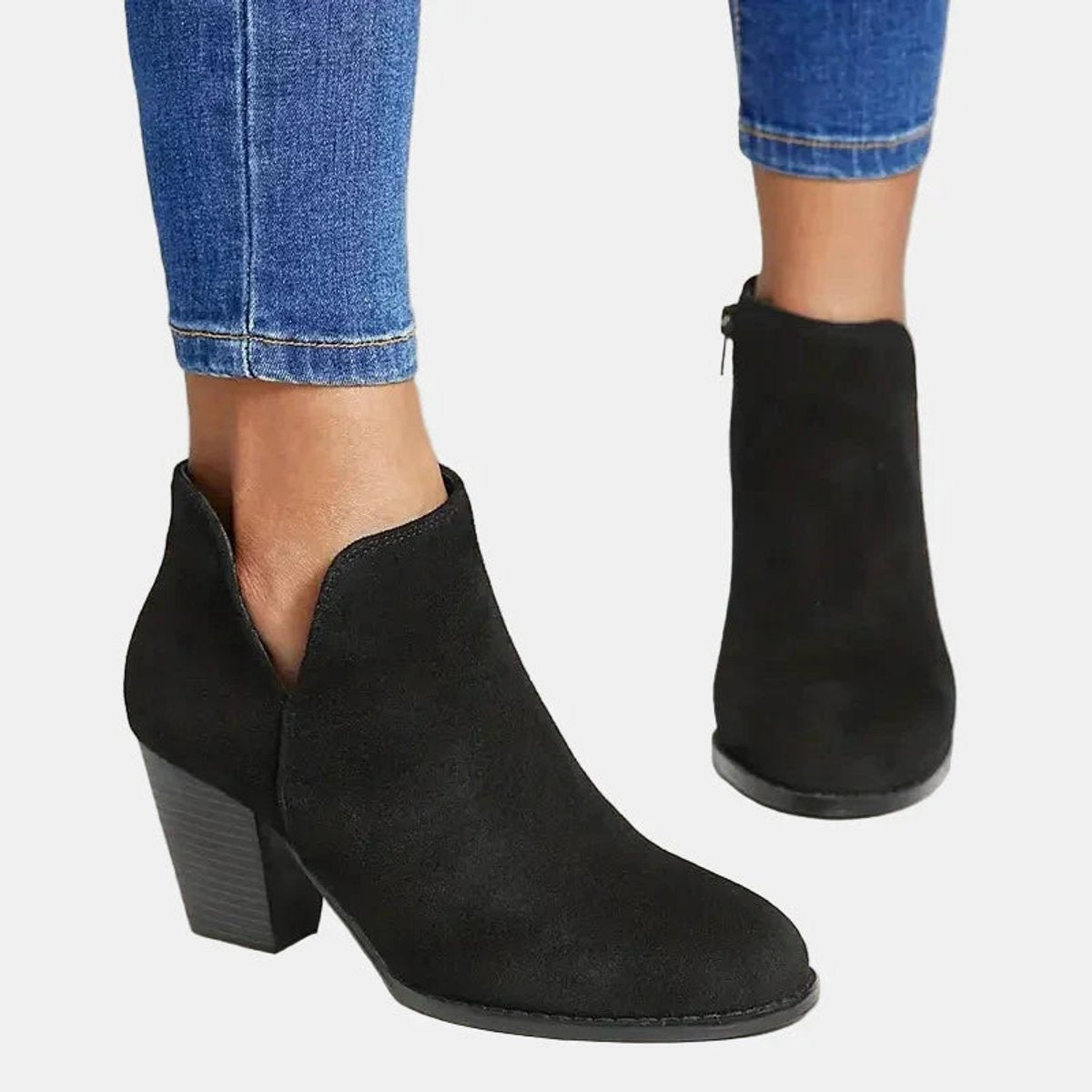 Emilia Suede Block Heel Ankle Boots