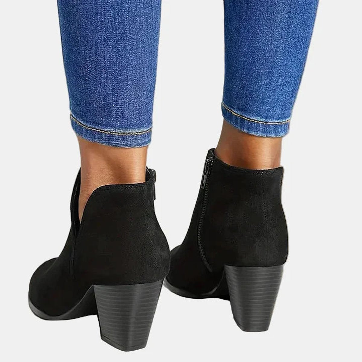 Emilia Suede Block Heel Ankle Boots