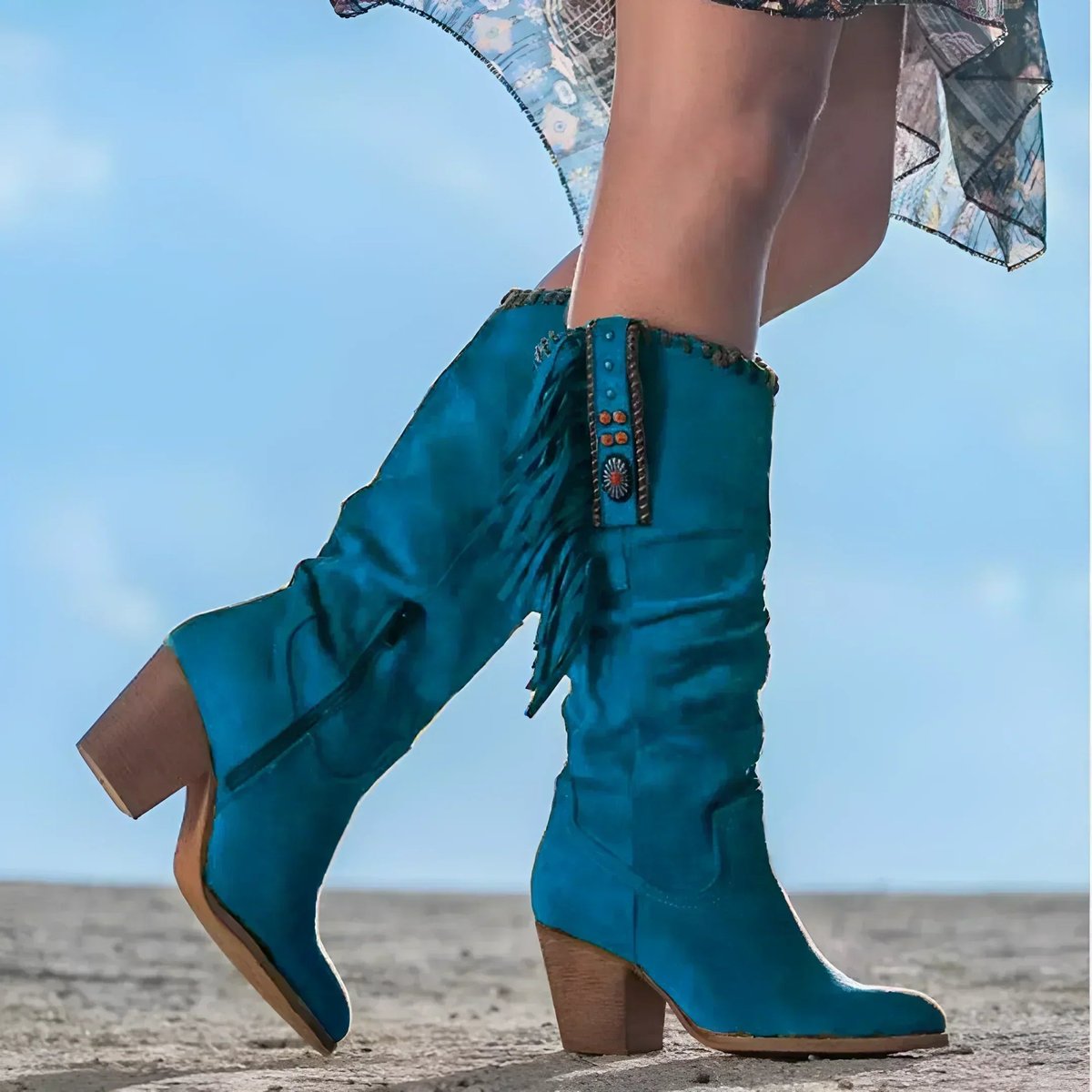 Frieda Fringed Suede Western Knee-High Boots