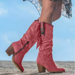 Frieda Fringed Suede Western Knee-High Boots