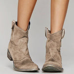 Luisa Suede Western Boots with Low Heel