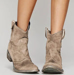 Luisa Suede Western Boots with Low Heel