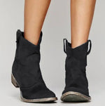 Luisa Suede Western Boots with Low Heel