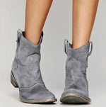 Luisa Suede Western Boots with Low Heel