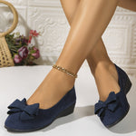 Lena Suede Bow Cushioned Slip-On Ballet Flats