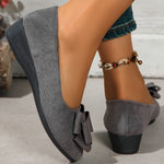 Lena Suede Bow Cushioned Slip-On Ballet Flats