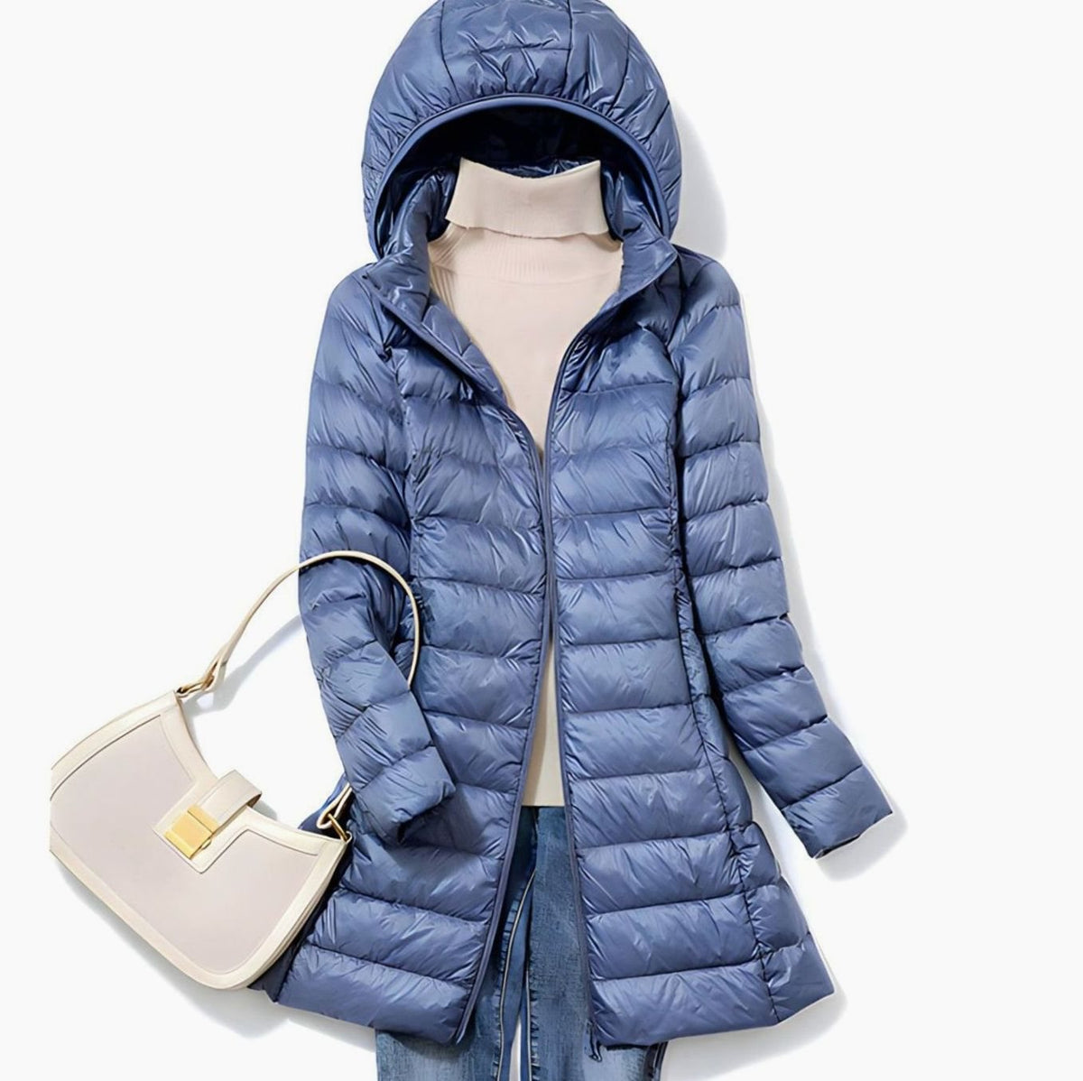 Hannah Long Quilted Puffer Jacket with Removable Hood