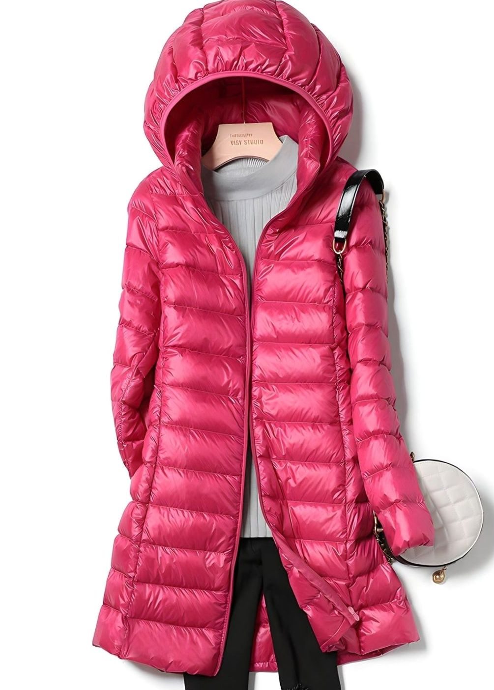 Hannah Long Quilted Puffer Jacket with Removable Hood