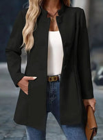 Amelie Button-Front Winter Coat with Stand Collar