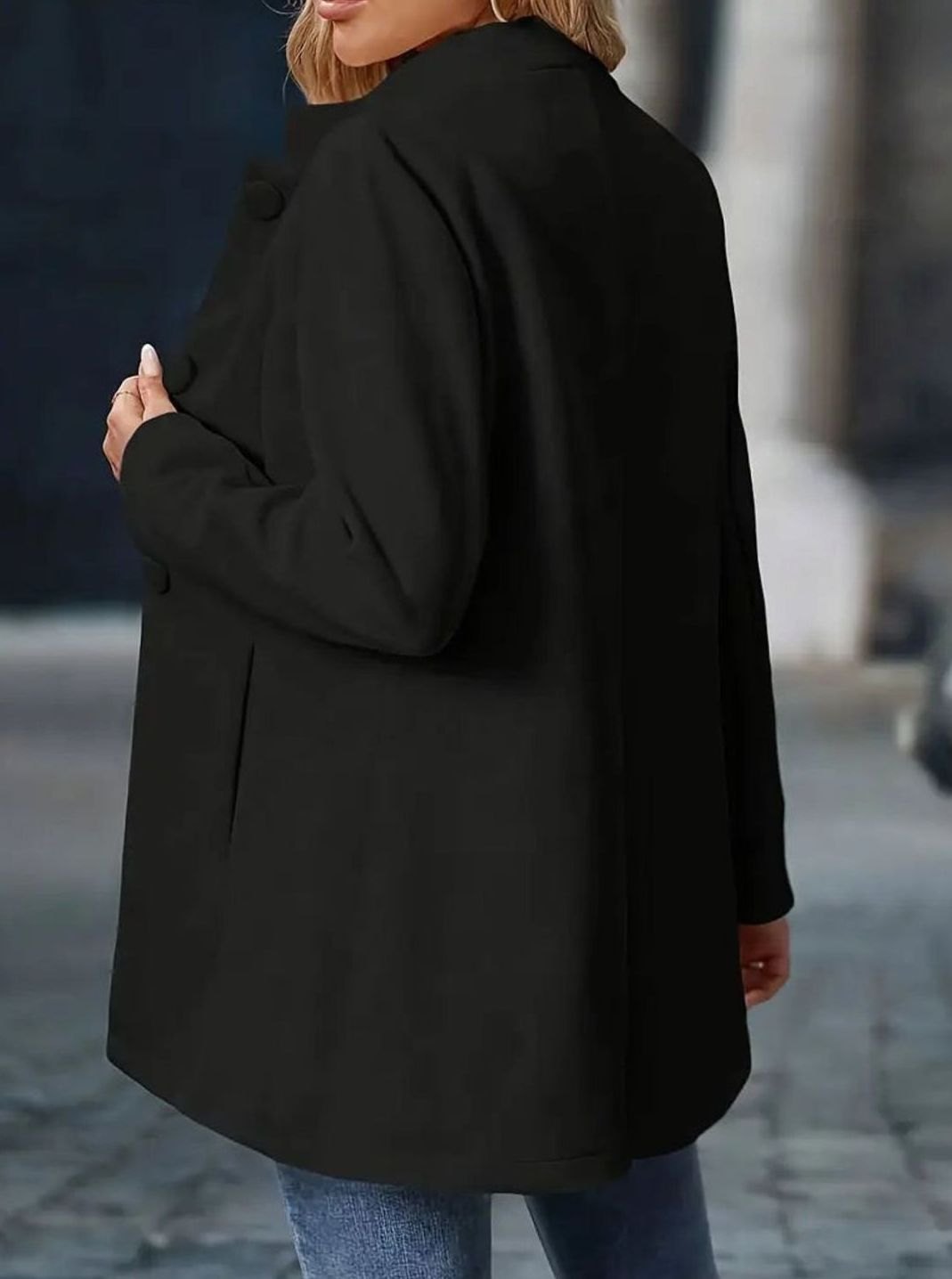 Amelie Button-Front Winter Coat with Stand Collar