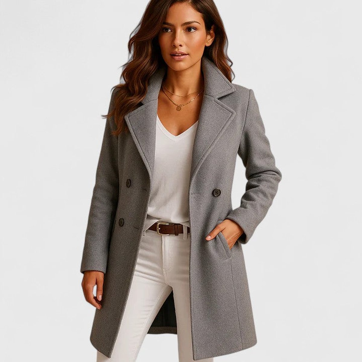 Frieda Elegant Long Button-Front Coat