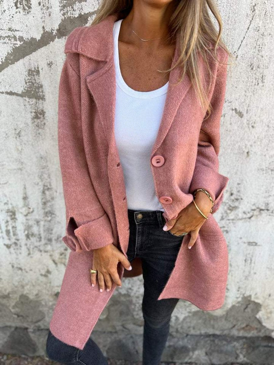 Nora Long Lapel Button Coat