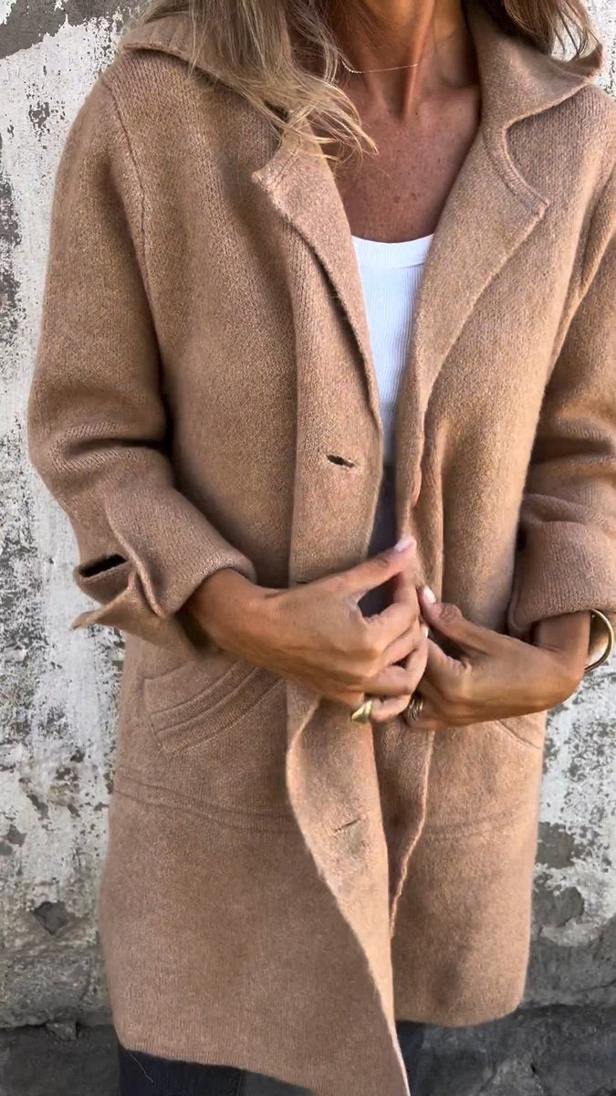 Nora Long Lapel Button Coat