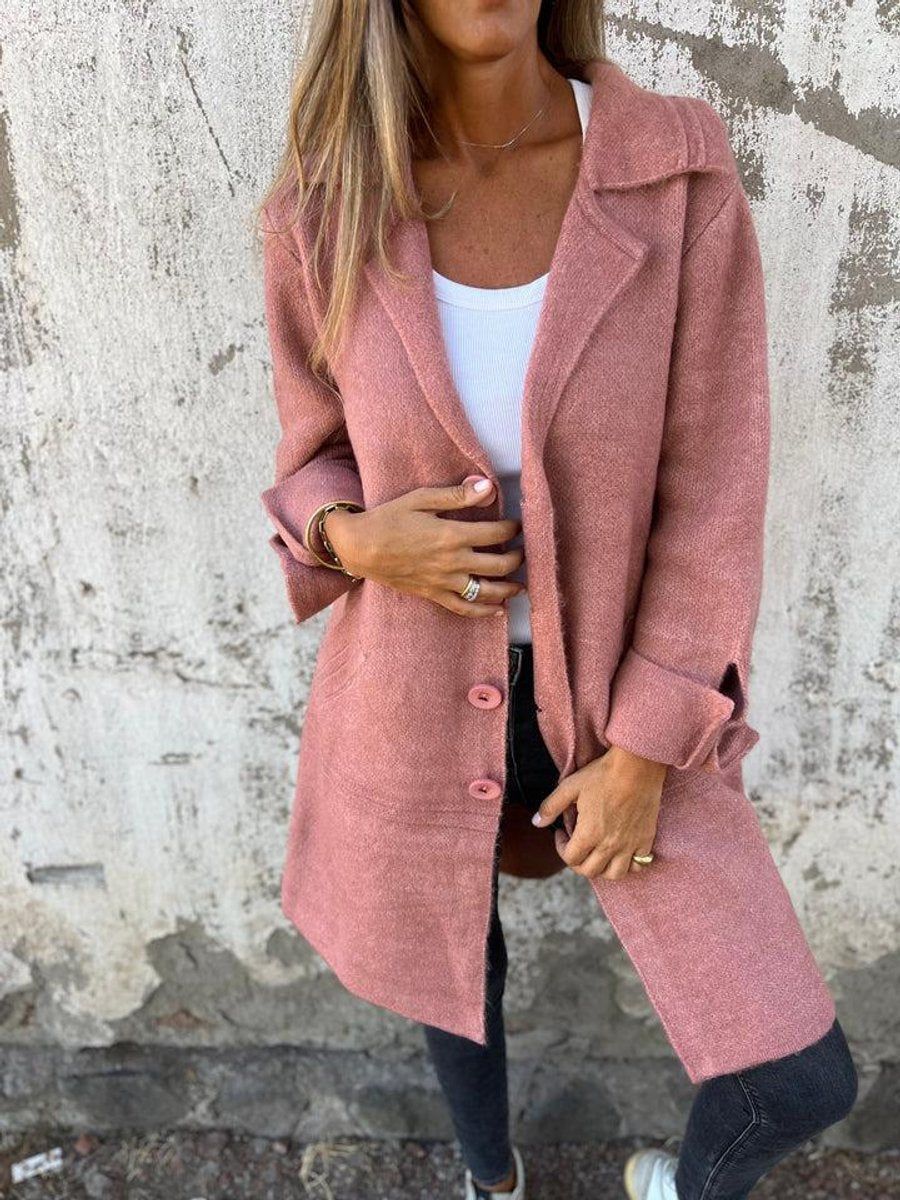 Nora Long Lapel Button Coat