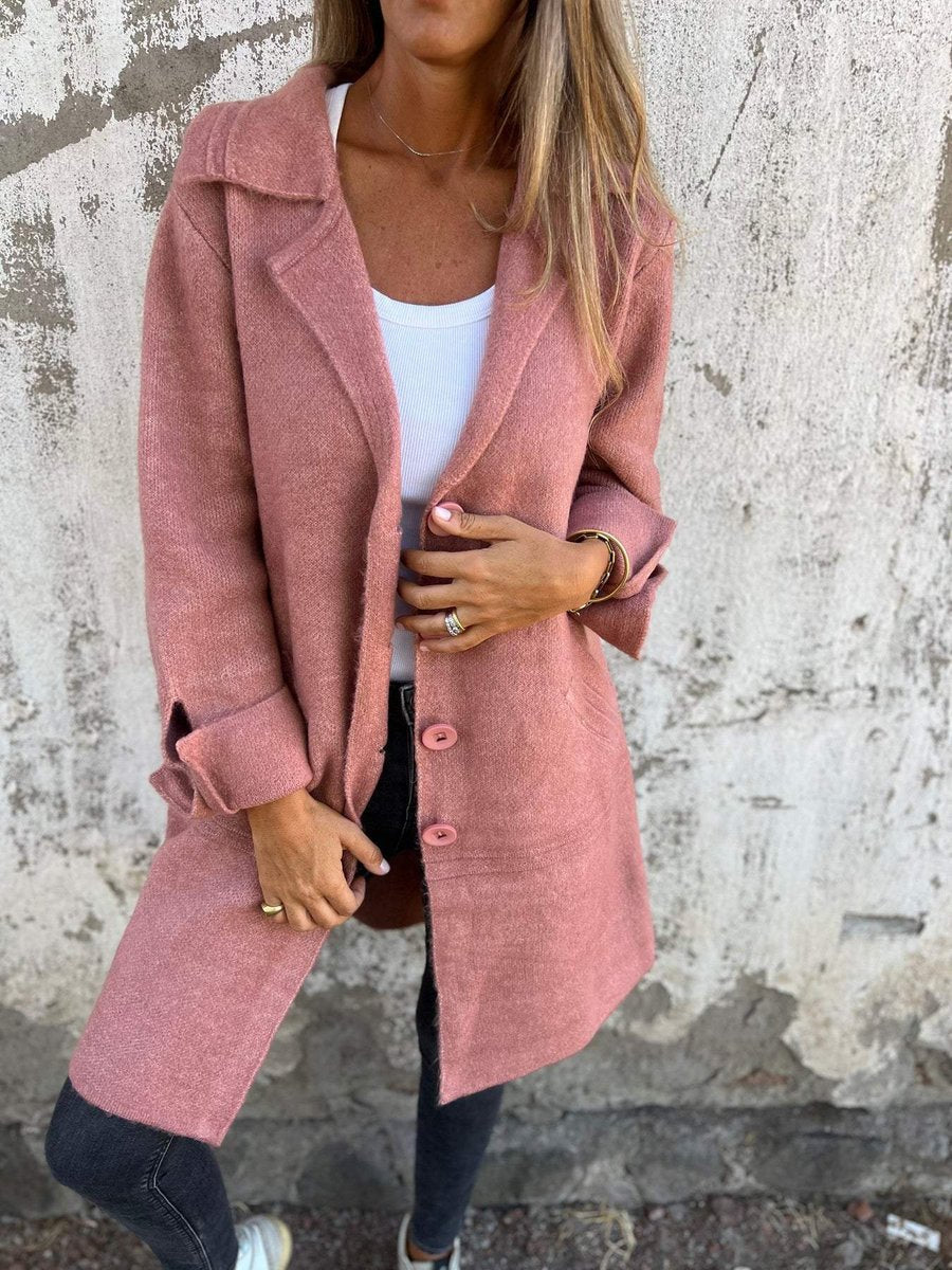 Nora Long Lapel Button Coat