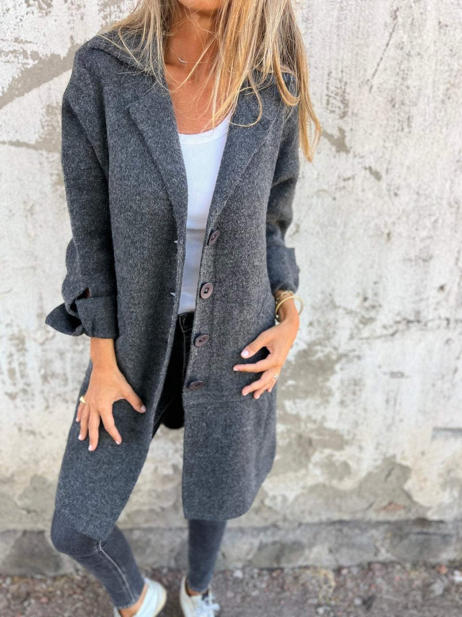 Nora Long Lapel Button Coat