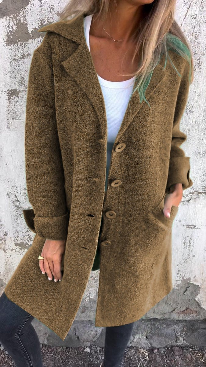 Nora Long Lapel Button Coat