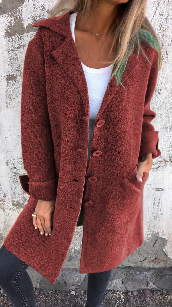 Nora Long Lapel Button Coat