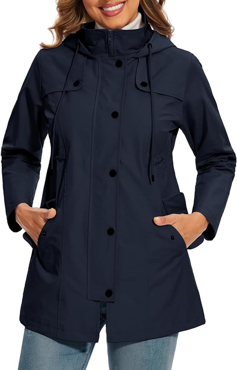 Elisabeth Plaid-Lined Waterproof Rain Coat