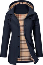 Elisabeth Plaid-Lined Waterproof Rain Coat