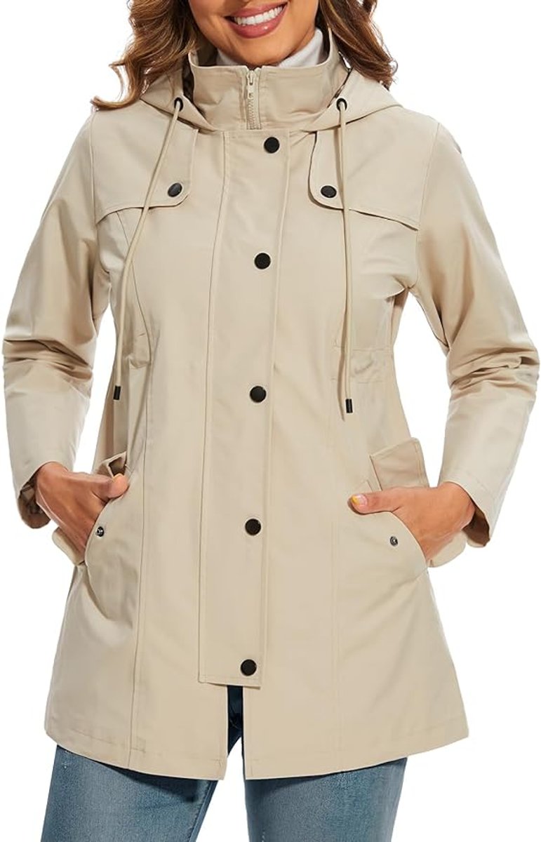 Elisabeth Plaid-Lined Waterproof Rain Coat