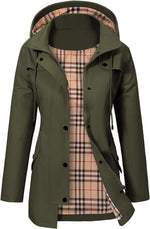 Elisabeth Plaid-Lined Waterproof Rain Coat