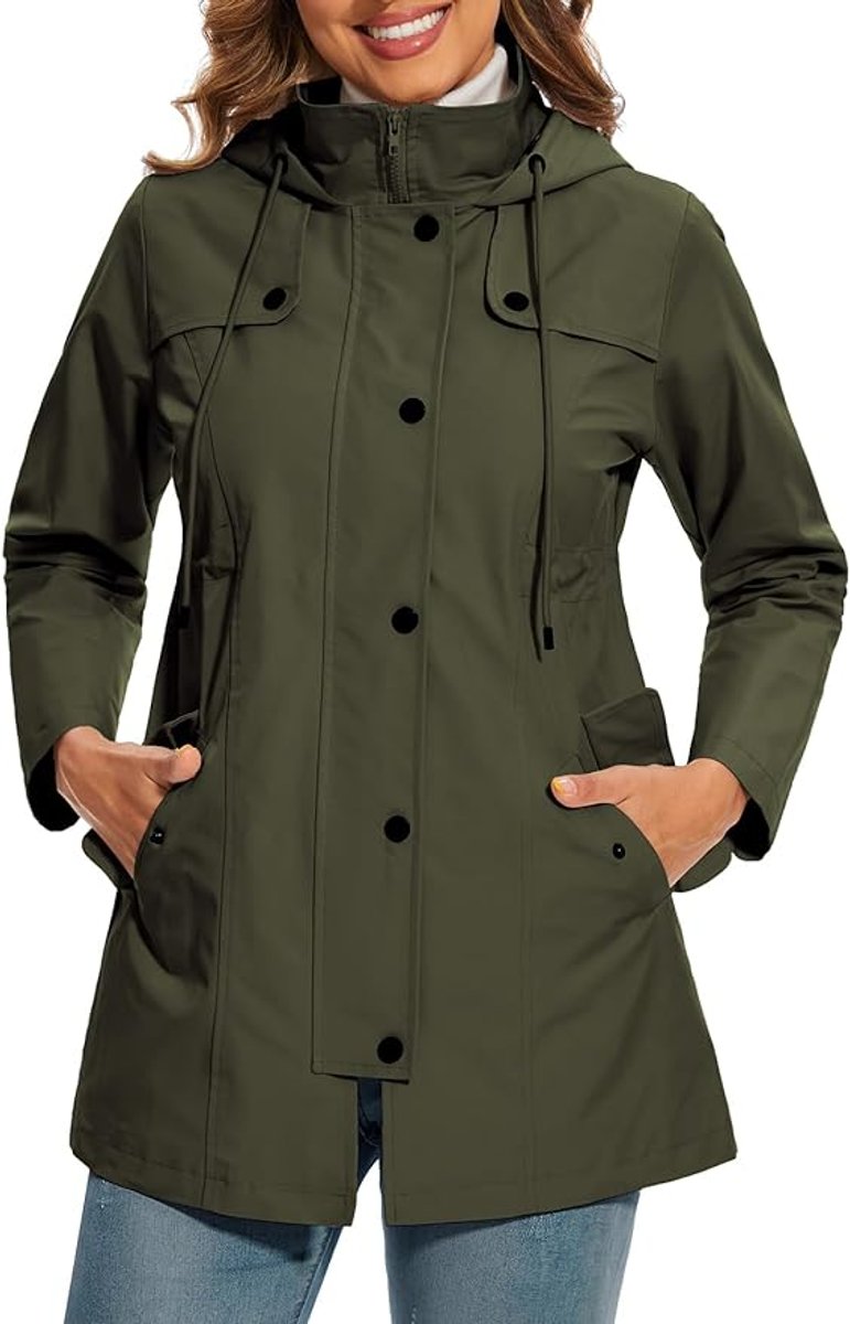 Elisabeth Plaid-Lined Waterproof Rain Coat