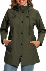 Elisabeth Plaid-Lined Waterproof Rain Coat