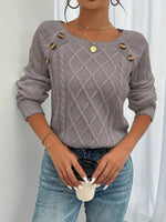 Leonie Cable-Knit Raglan Sweater with Button Detail