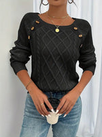 Leonie Cable-Knit Raglan Sweater with Button Detail