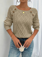 Leonie Cable-Knit Raglan Sweater with Button Detail
