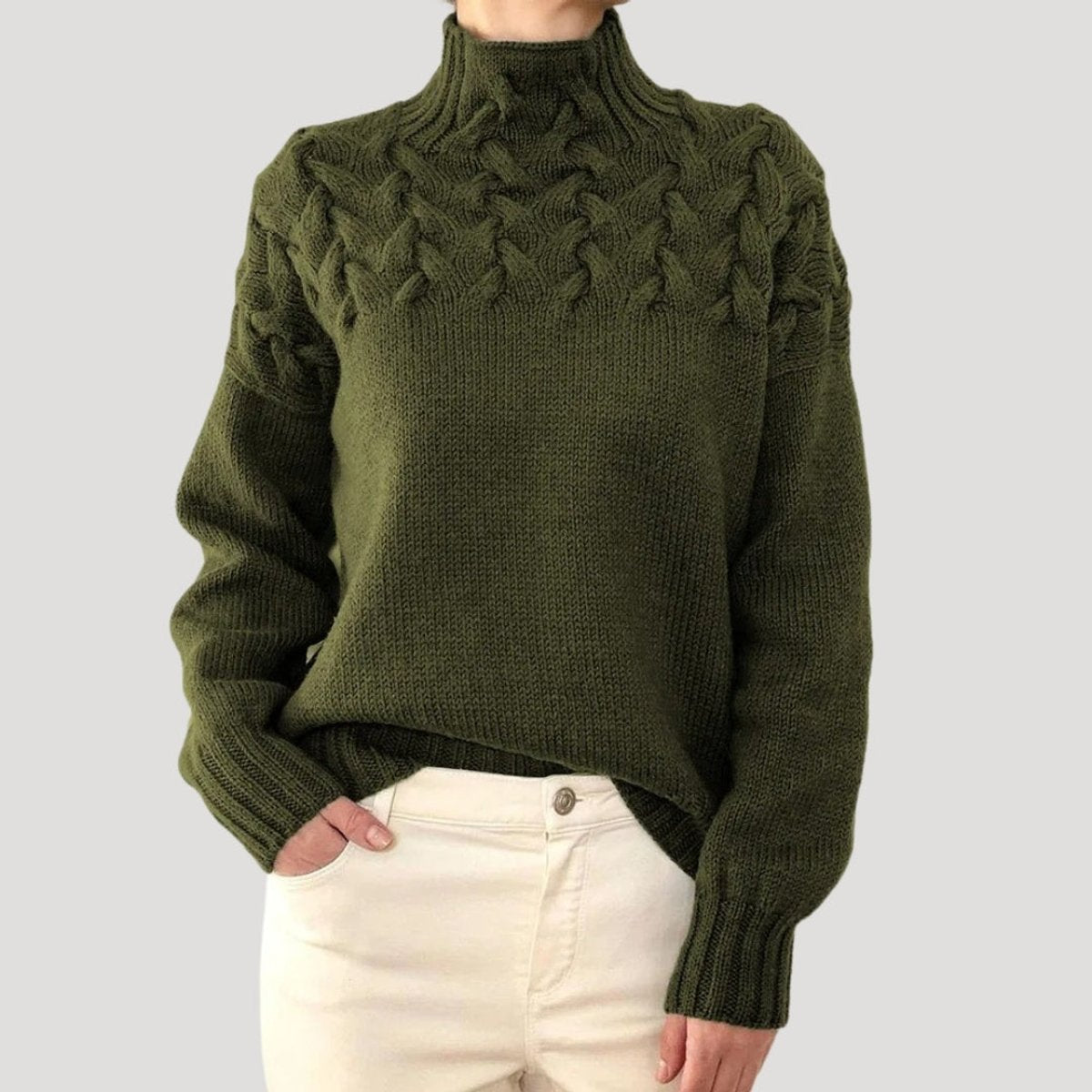 Sophie Cable Knit Turtleneck Sweater