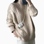 Mia Oversized Cable Knit Zip-Up Sweater