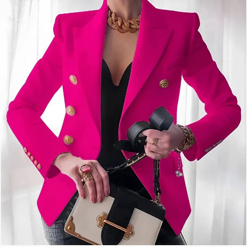 Mia Double-Breasted Gold Button Blazer