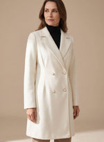 Elisabeth Double-Breasted Knee-Length A-Line Wool Coat