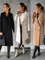 Annika Double-Breasted Long Winter Coat with Gold Buttons